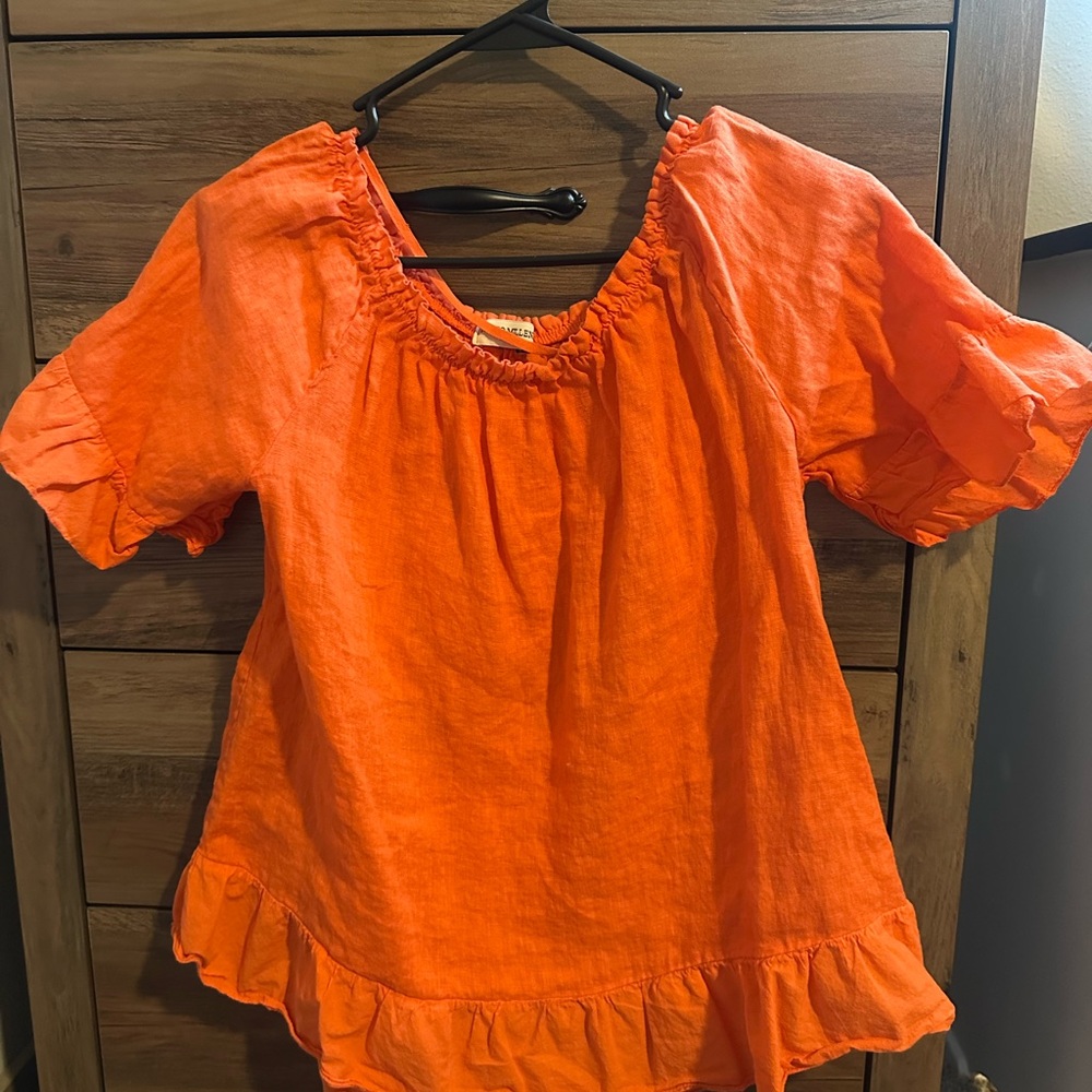 Orange Ruffled Women's Top